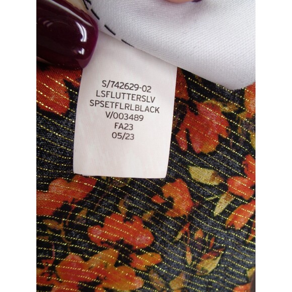 Gap Floral Metallic Ruffle Top Blouse Size Medium - Picture 14 of 14
